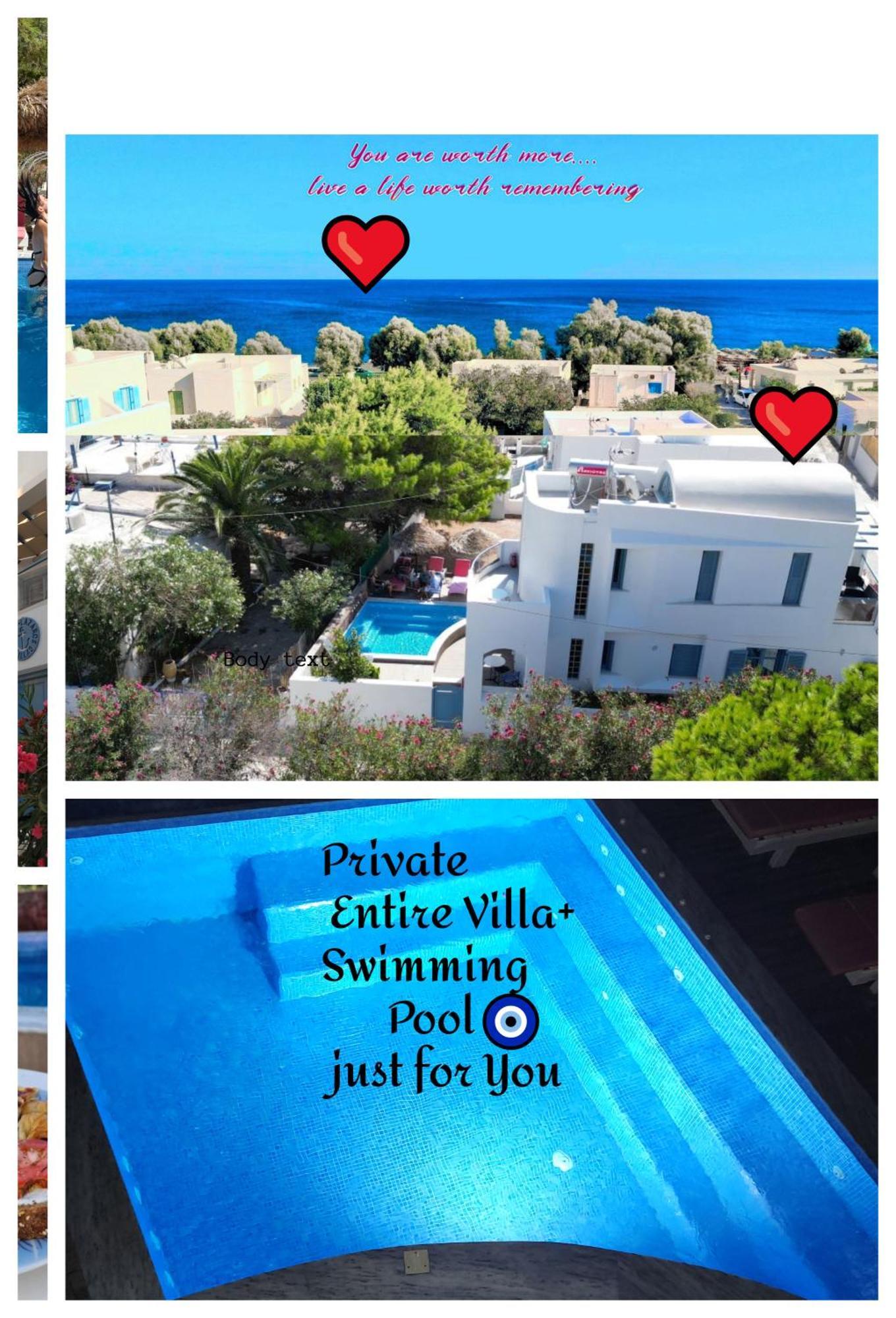 Located By The Sea One Beachfront Private Captain Lazaros Pool Villa With Loft In 750Sqm Spacious Private Plot-Jacuzzi-Sunrelax-Furnished Terace-Gazebo-Private Parking,Sleep 3 Adults And 2 Children, Just Steps From The Black Beach-Seaview Перисса Экстерьер фото
